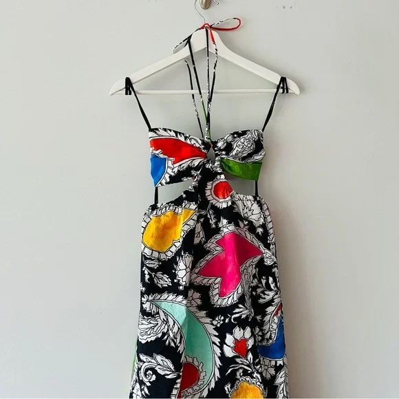 knee length dresses for ladies Mara Hoffman Celia Cutout Maxi Dress Black Cotton Size Small  Celebrity  Owned